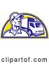 Vector Clip Art of Retro Delivery Guy and Truck by Patrimonio