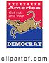 Vector Clip Art of Retro Democratic Party Donkey Bucking with Vote Text by Patrimonio