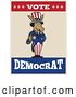 Vector Clip Art of Retro Democratic Party Donkey Uncle Sam Holding a Thumb up with VOTE DEMOCRAT Text by Patrimonio