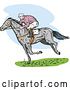 Vector Clip Art of Retro Derby Horse Race Jockey 3 by Patrimonio