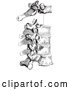 Vector Clip Art of Retro Diagram of the Peculiar Dorsal Thoracic Vertebrae in Black and White by Picsburg