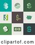Vector Clip Art of Retro Different Styled Dollar Symbol Graph and Piggy Bank Squares by Elena