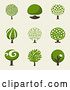 Vector Clip Art of Retro Different Styled Green Tree Squares by Elena