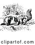 Vector Clip Art of Retro Digging Fox and Raccoon by Prawny Vintage