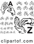 Vector Clip Art of Retro Digital Collage of Alphabet Sign Language Hands, a Through Z by BestVector