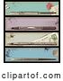 Vector Clip Art of Retro Digital Collage of Antique Ink Pen Banners by