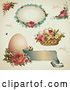 Vector Clip Art of Retro Digital Collage of Victorian Easter Design Elements with Roses, Eggs and Baskets by