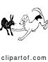 Vector Clip Art of Retro Dog Playing with a Rabbit by Prawny Vintage