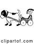 Vector Clip Art of Retro Dog Pulling a Doll in a Wagon by Prawny Vintage