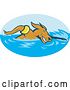 Vector Clip Art of Retro Dog Swimming Logo by Patrimonio