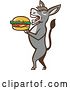 Vector Clip Art of Retro Donkey Standing Upright and About to Take a Bite out of a Cheeseburger by Patrimonio