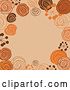 Vector Clip Art of Retro Doodled Brown Orange and Tan Background with Text Space by Vector Tradition SM