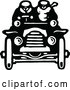 Vector Clip Art of Retro Driver and Passenger in a Convertible Car by Prawny Vintage