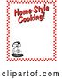 Vector Clip Art of Retro Electric Mixer and Text Reading "Home-Style Cooking!" Borderd by Red Checkers Clipart Illustration by Andy Nortnik
