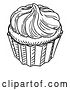 Vector Clip Art of Retro Engraved Cupcake by AtStockIllustration