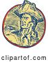 Vector Clip Art of Retro Engraved or Sketched American Patriot Minuteman Revolutionary Soldier in a Circle by Patrimonio