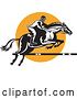 Vector Clip Art of Retro Equestrian on a Leaping Horse over an Orange Circle 1 by Patrimonio