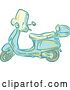 Vector Clip Art of Retro Etched or Engaved Styled Scooter by Patrimonio