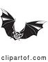 Vector Clip Art of Retro Evil Vampire Bat in Flight, Flapping Its Wings and Flying Forward by Lawrence Christmas Illustration