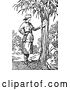 Vector Clip Art of Retro Explorer Lady Reading a Note on a Tree by Prawny Vintage