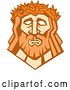 Vector Clip Art of Retro Face of Jesus Christ with a Crown of Thorns by Patrimonio