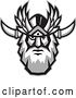 Vector Clip Art of Retro Face of Odin with a Beard and Helmet and Bind over One Eye by Patrimonio