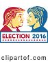 Vector Clip Art of Retro Face off Between Hillary Clinton and Donald Trump over Text by Patrimonio