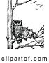 Vector Clip Art of Retro Family of Owls in a Tree by Prawny Vintage