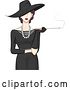 Vector Clip Art of Retro Fashionable Lady in a Style Hat and Dress, Smoking a Cigarette with a Long Filter by BNP Design Studio