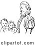 Vector Clip Art of Retro Father and His KChildren by Prawny Vintage