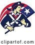 Vector Clip Art of Retro Female American Patriot Minuteman Revolutionary Soldier with a Flag Banner by Patrimonio