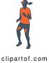 Vector Clip Art of Retro Female Marathon Runner in Gray and Orange by Patrimonio
