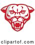 Vector Clip Art of Retro Fierce Mountain Lion Puma Cougar Face by Patrimonio
