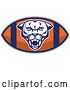 Vector Clip Art of Retro Fierce Mountain Lion Puma Cougar Face on an American Football by Patrimonio