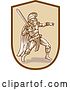 Vector Clip Art of Retro Fighting Roman Centurion Soldier with a Sword in a Shield by Patrimonio