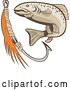 Vector Clip Art of Retro Fish and Hook Logo by Patrimonio
