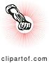 Vector Clip Art of Retro Fist Punching over Red Rays by Patrimonio