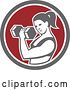 Vector Clip Art of Retro Fit Lady Doing Bicep Curls with a Dumbbell in a Circle by Patrimonio