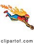 Vector Clip Art of Retro Flaming Touchdown Football Player by Patrimonio