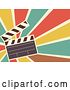Vector Clip Art of Retro Flat Styled Clapperboard over Rays by BNP Design Studio