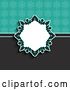 Vector Clip Art of Retro Floral Frame over a Gray and Turquoise Snowflake Background by KJ Pargeter