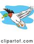 Vector Clip Art of Retro Flying Mallard Duck by Patrimonio