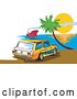 Vector Clip Art of Retro Ford Mustang Station Wagon Car on a Beach by Patrimonio