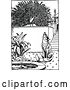 Vector Clip Art of Retro Fox and Peacock in a Courtyard by Prawny Vintage