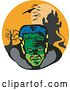 Vector Clip Art of Retro Frankenstein Bats and Haunted Mansion by Patrimonio