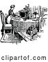 Vector Clip Art of Retro French Maid Serving a Meal by Prawny Vintage