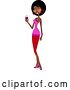Vector Clip Art of Retro Friendly Black Lady Holding a Glass of Red Wine by Peachidesigns