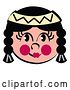 Vector Clip Art of Retro Friendly Native American Indian Girl's Face with Braids, Flushed Cheeks and a Headband by Andy Nortnik