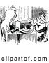Vector Clip Art of Retro Frog Scaring a Couple at a Table 2 by Prawny Vintage