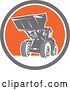 Vector Clip Art of Retro Front End Loader Digger Machine in a Circle by Patrimonio